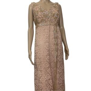 Vintage 50’s ILGWU Blush Lace Sequins Formal Dress